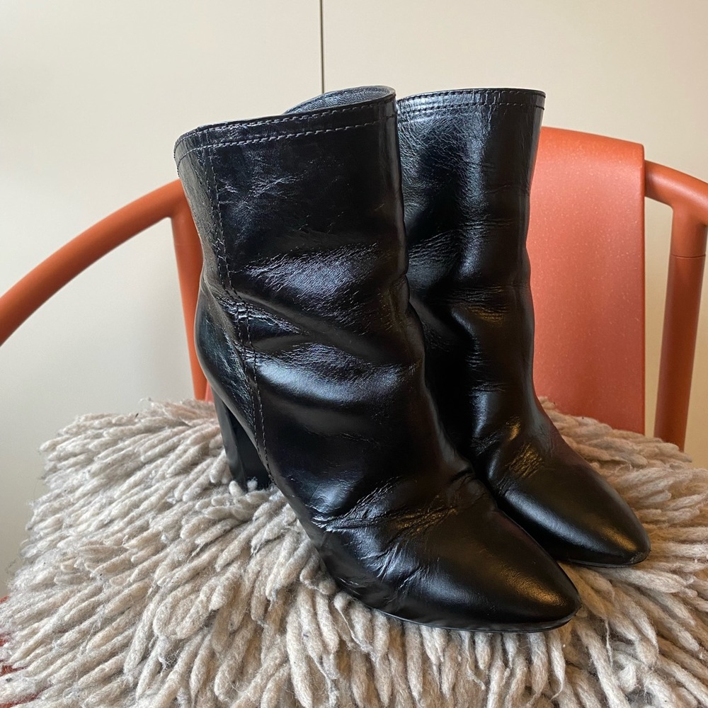 Saint Laurent crinkle patent leather booties